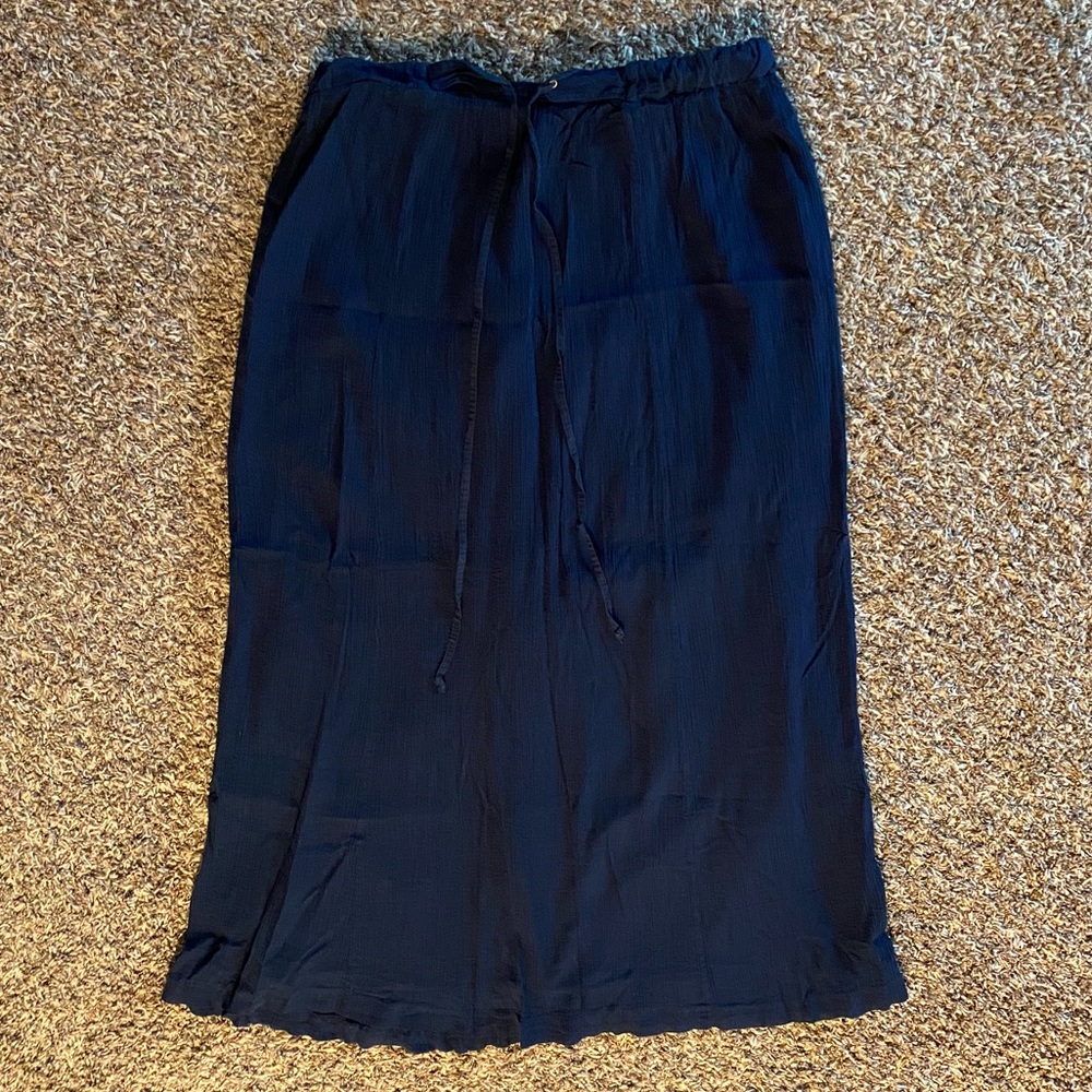 J. Crew Navy Drawstring Maxi Skirt